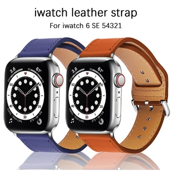 Natūralios odos kilpa dirželis apple watch band 42mm 44mm serijos 6 watchband 38mm 40mm iwatch 54321 correa apyrankę Priedai