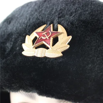 CAMOLAND rusijos Ushanka Bombonešis Kepurės Moterims, Vyrams, Sovietų Kariuomenės Karinių Ženklelis Žiemos Skrybėlę Šilumos Dirbtiniais Kailiais Earflap Sniego Kepurės