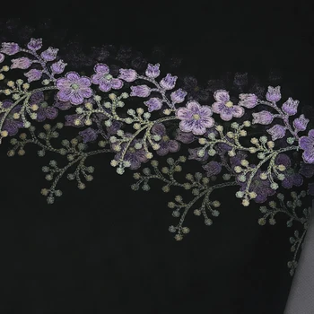 1Meter 30.5 CM Pločio Violetinė Gėlių Siuvinėtų Nėrinių Apdaila Juoda Tiulio Audinio moteriškas apatinis Trikotažas, Apatiniai, Liemenėlė Lėlės Suknelė Apdaila 