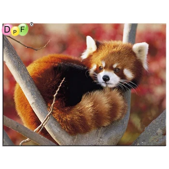 DPF Diamond Siuvinėjimo Raudona Panda Diamond Tapybos Gyvūnų kvadratiniu Gręžimo Mozaika Klijuoti Drobės Kryželiu Amatų Rankdarbiams