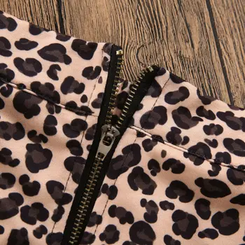 Bamblys Vaikams Baby Girl Leopard Drabužių Rinkiniai Vasaros Vest Liemenė+trumpomis Rankovėmis Viršūnes T-Shirt+Užtrauktukas, Šortai, Kelnės, Komplektai, 3PCS