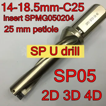 Kaip 14mm-18,5 mm-C25-SP05-2D 3D 4D SP stiliaus U gręžimo 25mm petiole interject SPMG050204 Karbido ašmenys Nemokamas pristatymas