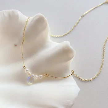 Korėjos Perlų imitacija Kristalų Pakabukas Karoliai, Paprastas Vestuvių Moterų Karoliai Glamūriniai Mergina Pažintys Skaidrus juvelyriniai dirbiniai