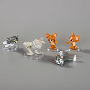 5 vnt./nustatyti 5,5 cm Animacinių filmų Tom & Jerry Katė ir Pelė Mini PVC Duomenys Vaikams, Žaislai, Lėlės Kalėdų dovana