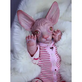 Nekilnojamojo Touch Silikono 18inch Atgimsta Rinkiniai Sfinksų Kačių Galūnių Pelėsių Realus Katė Modelis Lėlės Unpainted 