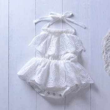 2020 Metų Vasaros Kūdikių Romper Nėrinių Suknelė Balta Gėlė Little Angel Baby Mergaitėms Ilgomis Rankovėmis Jumpsuits Kūdikių Drabužių Komplektus
