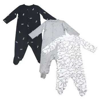 3 vnt/daug 3M kūdikių berniukų drabužiai naujagimiui Jumpsuit ilgomis rankovėmis medvilnės berniukas footies kūdikių drabužių bodysuits