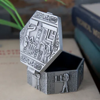 Šešiakampis, Metalo Atveju Papuošalų Dėžutė Egipto Faraonas Modelis Raižyti Atmintį Suvenyras, Dovana Talpinimo Žiedą, Karoliai Organizatorius Krūtinės
