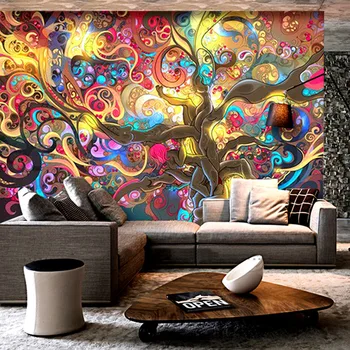 Custom Sienos Freskos Sienų Tapybos Europos Stiliaus 3D Stereoskopinis Tapetų Juostą KTV Kavinė Abstraktus Menas 