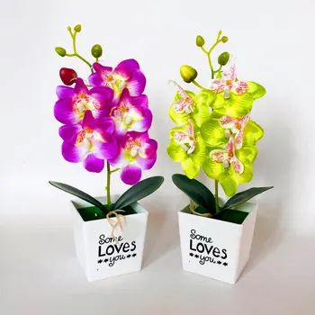 Dirbtinis Kandys, Orchidėja, Gėlių kompozicijų Šilko Drugelių Orchidėja Puodą su Namų Biuro Šalys ir Vestuvių Dekoravimas