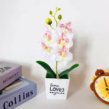 Dirbtinis Kandys, Orchidėja, Gėlių kompozicijų Šilko Drugelių Orchidėja Puodą su Namų Biuro Šalys ir Vestuvių Dekoravimas