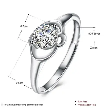 LEKANI 925 Sterlingas Sidabro Cirkonis Žiedas Moterims Romantiška Vestuvių Žiedai Klasikinis Asmeninį Jubiliejų Fine Jewelry Karšto Pardavimo
