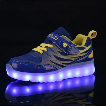 Nauja Vaikų Lengvosios batai LED Žėrintis USB Įkrovimo Šviesos Sportbačiai Berniukų, Mergaičių Batai, Akių Atsitiktinis Sporto Butus Vaikams, Kūdikių 02B