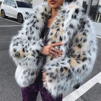 Lucyever Žiemos Naujas Dirbtiniais Fox Fur Coat Moteris korėjos Atsitiktinis Tingus Leopard Liemenės Moteris Mados Minkštas Storas Šiltas Paltai Mujer