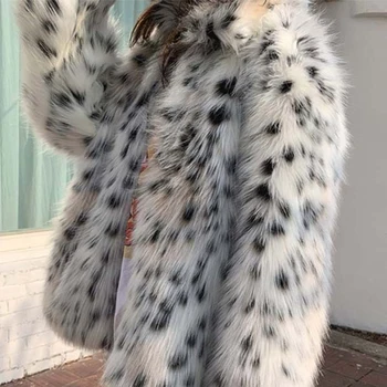 Lucyever Žiemos Naujas Dirbtiniais Fox Fur Coat Moteris korėjos Atsitiktinis Tingus Leopard Liemenės Moteris Mados Minkštas Storas Šiltas Paltai Mujer