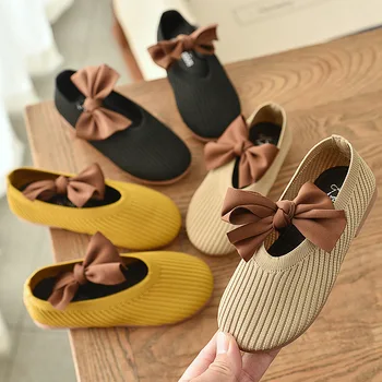 MHYONS Naujų mergaičių žirniai batai lankas vieną batai 2020 m. pavasario mergaitė siurblys batai princesė batų dydį, 21-30