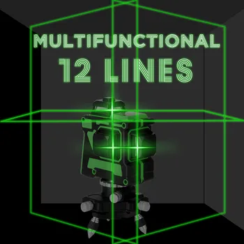 Lazerio Lygis 12 Linijos 3D Savaime išsilyginantis 360 Horizontalus Ir Vertikalus Kryžiaus Super Galingas Žalias Lazeris Pluošto Linija
