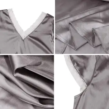 Moterų Nėriniai Homewear Rinkiniai 2021 M. Vasaros Atsitiktinis V-Kaklo, apatinio Trikotažo Mados Midi Sleepwear Moterų Kietas Spliced Nightgowns Negabaritinius