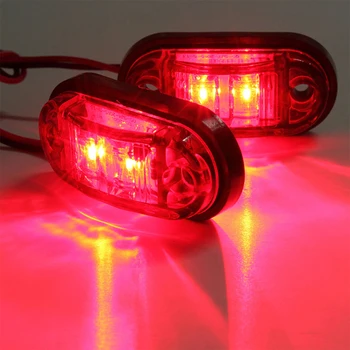 10vnt Įspėjamoji Lemputė LED Diodų Šviesa Priekabos Sunkvežimių Oranžinė Balta Raudona LED Šoninis Gabaritinis Žibintas Ovalo formos Patvirtinimo Priekabos Šviesos 66x27.5mm