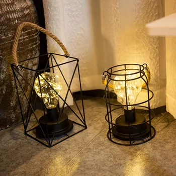 1Pc Kūrybinės Pramonės Tuščiaviduriai LED Kabo Lempa Namų Miegamajame Nešiojamų Kanapių Virvė Varinės Vielos Šviesos
