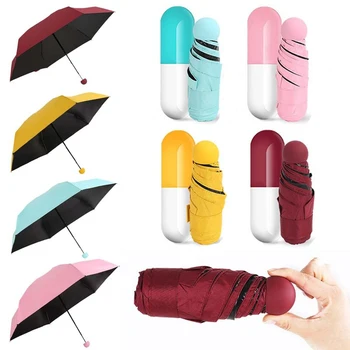 Mini Kapsulė skėtis Penkerių veidrodėliai Saulės apsaugos, Anti-UV UPF50+ skėtis parapluie lankstymo moterų kišenėje Umbrellara moterims