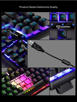 Šviesos Laidinio Žaidimų Klaviatūra, Mechaninė 87-klavišą Klaviatūros USB Keycaps Klaviatūra atspari Vandeniui kompiuterinio Žaidimo Teclado Žaidėjus Mecanico