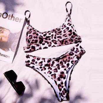 INGAGA 2021 Leopard Bikini Push Up Maudymosi Kostiumėliai Moterims Seksualus Bandeau Maudymosi Kostiumas Moterims Dirželis Biquini Vasaros Paplūdimio Drabužiai