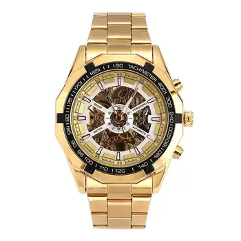 LinTimes Vyrų Laikrodžiai, Aukso Spalva Verslo Vyrų Mados Atsitiktinis Visiškai Automatinis Mechaninis laikrodis Vyrų Laikrodžiai reloj hombre