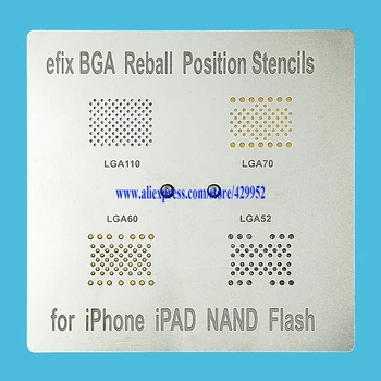Efix 4 1 BGA Lustų IC IP NAND Flash Poziciją Reballing Stočių Trafaretai Šilumos Gun 