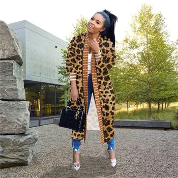 Moterų Kailis Purus Cardigan Leopardas Spausdinti Striukė Mados Sriegiu Ilgomis Rankovėmis Tiesiai Plius Išgalvotas Šiuolaikinės Lady Drabužių Streetwear