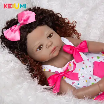 Naujas Stilius 23 Colių KEIUMI Reborn Baby Lėlės šviesiai Rudos Odos viso Kūno Silikono Afrikos Boneca Baby Doll Vaikams Gimtadienio Dovana Vonios Žaislai