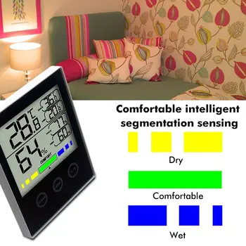 Elektroninių Liesti Kontrolės Temperatūros Drėgmės Matuoklis Namų Patalpų Lauko LCD Skaitmeninis Termometras su Drėgmėmačiu