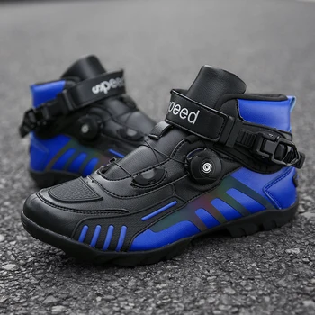 Vyrų Profesija Motociklo batai auliukiniai motokroso lenktynių batai Mikropluošto odos off road su pakabinamu varikliu Motociklo batai