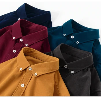 Mygtuką Antkaklis vyriški Marškinėliai Atsitiktinis Šiltas Laisvalaikio Kietas Mens Velvetas Marškinėliai ilgomis Rankovėmis Puikiai Tinka Drabužiai Vyrams Ruda 2020 Naujas