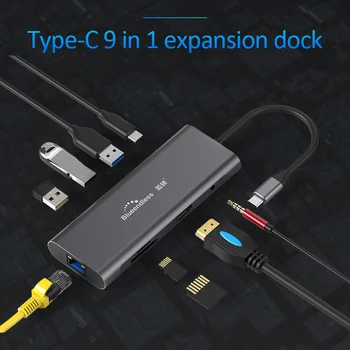 5 1 / 7 1 /9 1 Tipo C Docking Station USB C Nešiojamas Docking Station USB 3.0 HDMI, RJ45 Gigabit PD LAN 