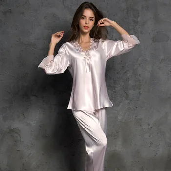 Moterų Sexy Šilko Pižama Aukštos Kokybės Patogūs Gilia V Moterų Namų Drabužiai 2021 M. Vasaros Naujus Satino Pižama Mados Sleepwear