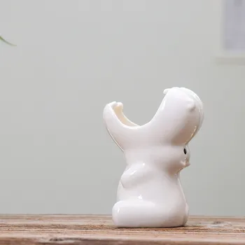 Baltos Keramikos Hippo Vazonas Daugiafunkcinis Sultingi Bako Laikiklis Gyvūnų Vazonas Darželio Sultingi Bonsai Augintojams Puodą