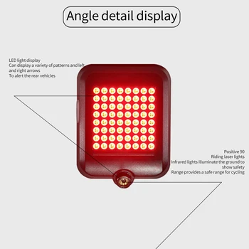 64 LED Automatinis posūkio Dviračių užpakalinis žibintas Galinis USB Įkrovimo Dviračių MTB Dviračių Saugos Įspėjimas, Posūkio Signalai, Šviesos