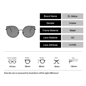 [EL Malus]Naujas Dizainas Big Cat Eye Metalo Rėmo Akiniai nuo saulės Moterims FemaleTrendy Akiniai Black Tan Objektyvas UV400 Apsauga Mergina Oculos