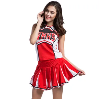 Seksualus Aukštosios Mokyklos Mergina Ponios Linksmumas Stiliaus Cheerleaders Kostiumas Galanterijos Cheerleader Puošniai Vienodas Šalies Cosplay (Top+Sijonas+Pompoms)