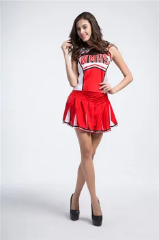 Seksualus Aukštosios Mokyklos Mergina Ponios Linksmumas Stiliaus Cheerleaders Kostiumas Galanterijos Cheerleader Puošniai Vienodas Šalies Cosplay (Top+Sijonas+Pompoms)