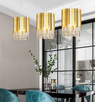 Manggic Šiuolaikinės kristalų pakabukas žiburiai restoranas lempos baras aukso nerūdijančio plieno crystal sieniniai šviestuvai namo apšvietimas