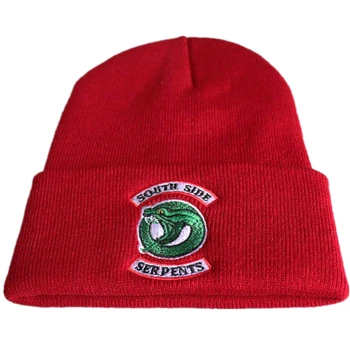 Suaugusiųjų Riverdale Pietų Pusėje Žalčių Cosplay Skrybėlės Beanie Kepurė Žiemai Megzti Siuvinėjimo Skrybėlę šilta kepuraitė