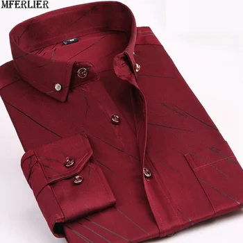 MFERLIER vyrų marškinėliai classic spausdinti 10XL ilgomis rankovėmis rudenį aukštos kokybės didelio dydžio big 8XL suknelė marškiniai oficialų palaidinė medvilnės 12XL