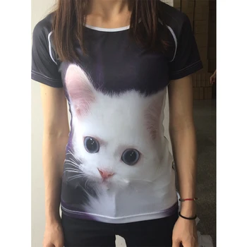 FORUDESIGNS 3D Cute Kačių, Modelis Moterų marškinėliai Trumpas Rankovėmis Drabužius Vasarą, Kvėpuojantis Elastinga Tee Viršūnes Moterų Basic Marškinėliai