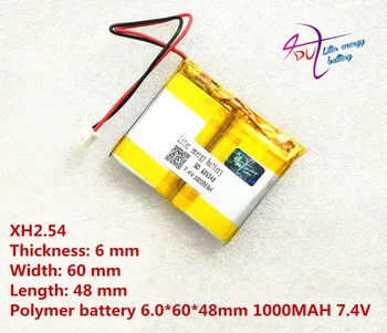 Litro energijos baterijos XH2.54 7.4 V ličio polimerų baterija 606048 066048 1000mAh GPS baterija MP3 MP4 garsiakalbis mokymo mašina