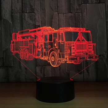 3D Gaisrinės Modeliavimo Stalo Lempa 7 Spalvų Keitimas Fire Truck Automobilių Nakties Šviesos USB Miego Šviesos Rungtynių Miegamojo Puošimas Vaikų Dovanų