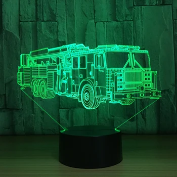 3D Gaisrinės Modeliavimo Stalo Lempa 7 Spalvų Keitimas Fire Truck Automobilių Nakties Šviesos USB Miego Šviesos Rungtynių Miegamojo Puošimas Vaikų Dovanų