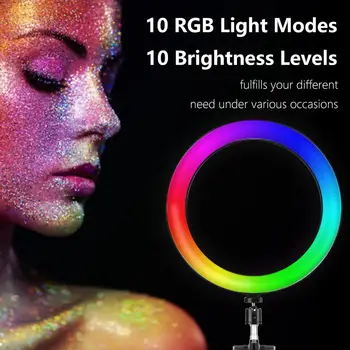 6-18 colių RGB Šviesos Žiedas su Trikoju Selfie Šviesos Žiedas Lempos Fotografijos Žiedas šviesos 