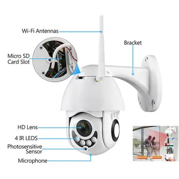 1080P IP Kamera, Wifi Lauko Speed Dome Belaidžio Wifi Saugumo Kameros, Skaitmeninis Priartinimas Naktinio Matymo VAIZDO Stebėjimo Home Security